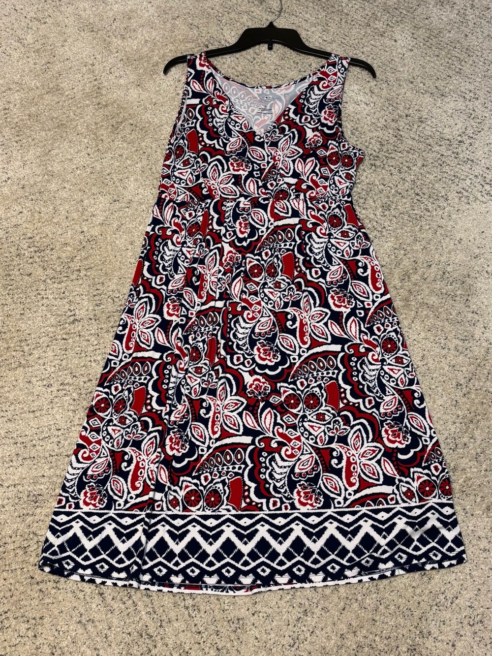 St. John's Bay Red, Navy & White Paisley Maxi Dress
